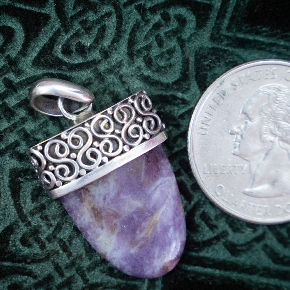 925 sterling silver purple jasper pendant